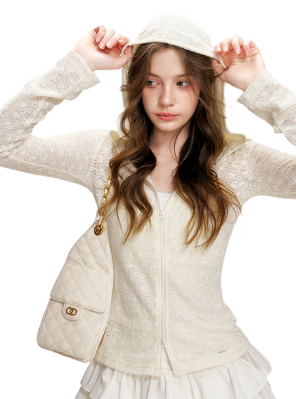 Textured Hooded Knit Cardigan