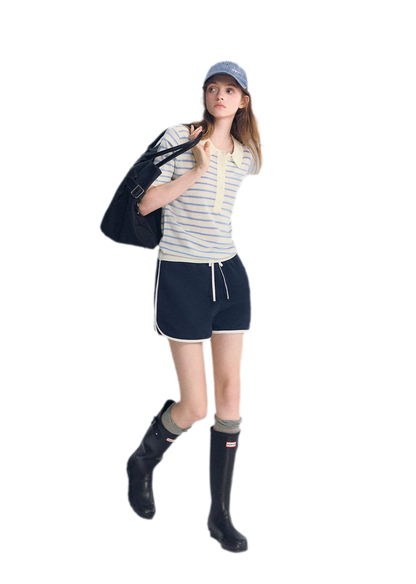 Striped Embroidered Polo