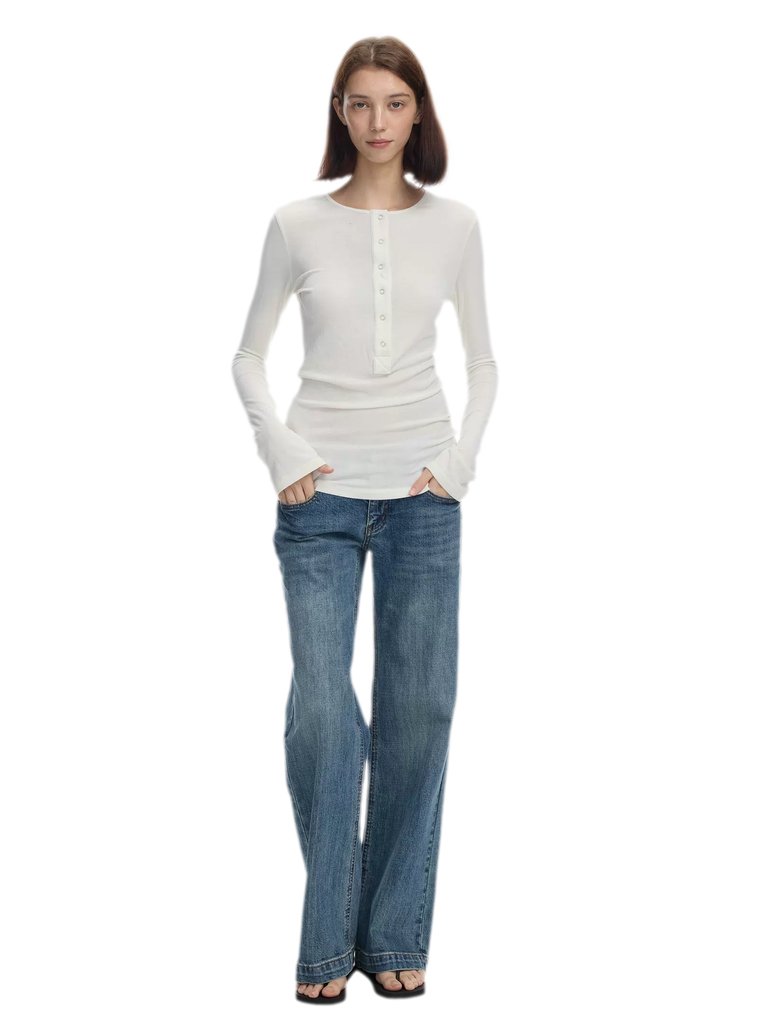 Lyocell Wool Six-Button Henley
