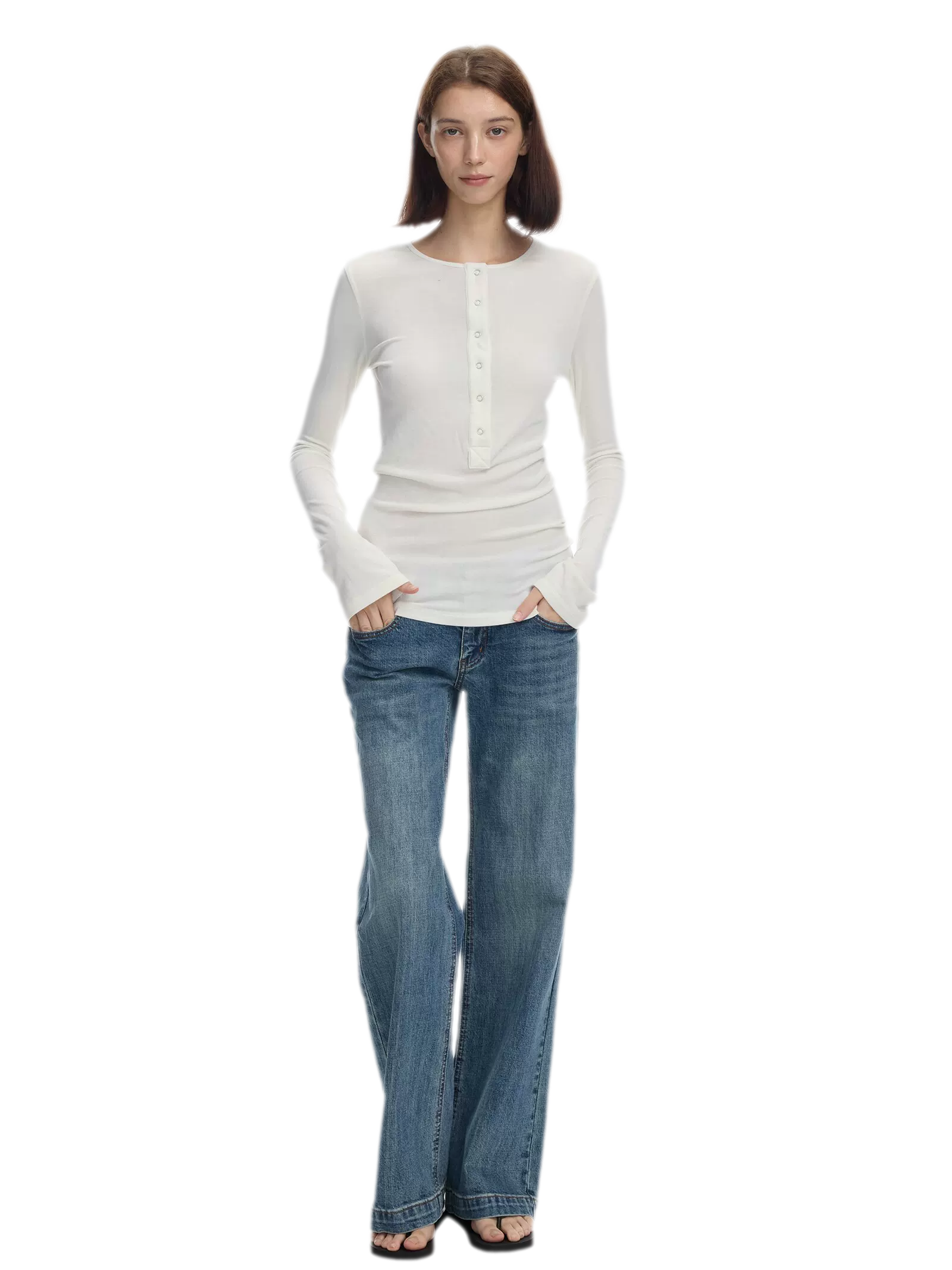 Lyocell Wool Six-Button Henley