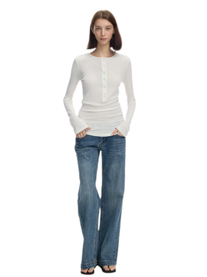 Lyocell Wool Six-Button Henley
