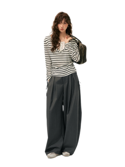 Layered Striped Knit T-Shirt