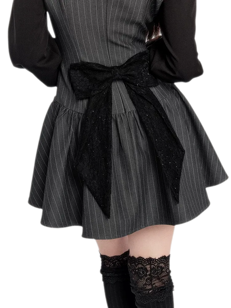 Striped Tailored Faux-Two-Piece Dress