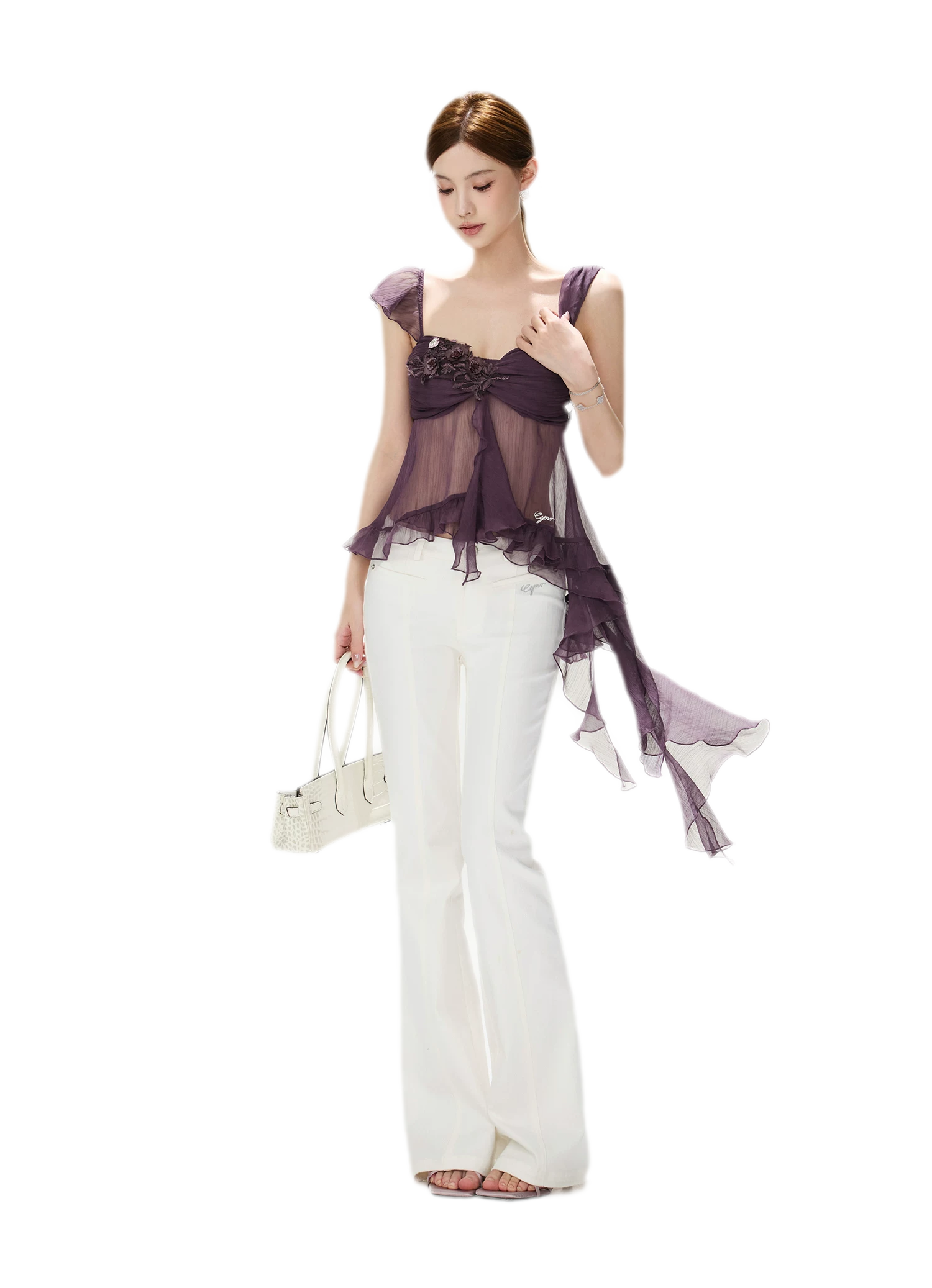 CYNR Misty Chiffon Ruffle Cami – view 11