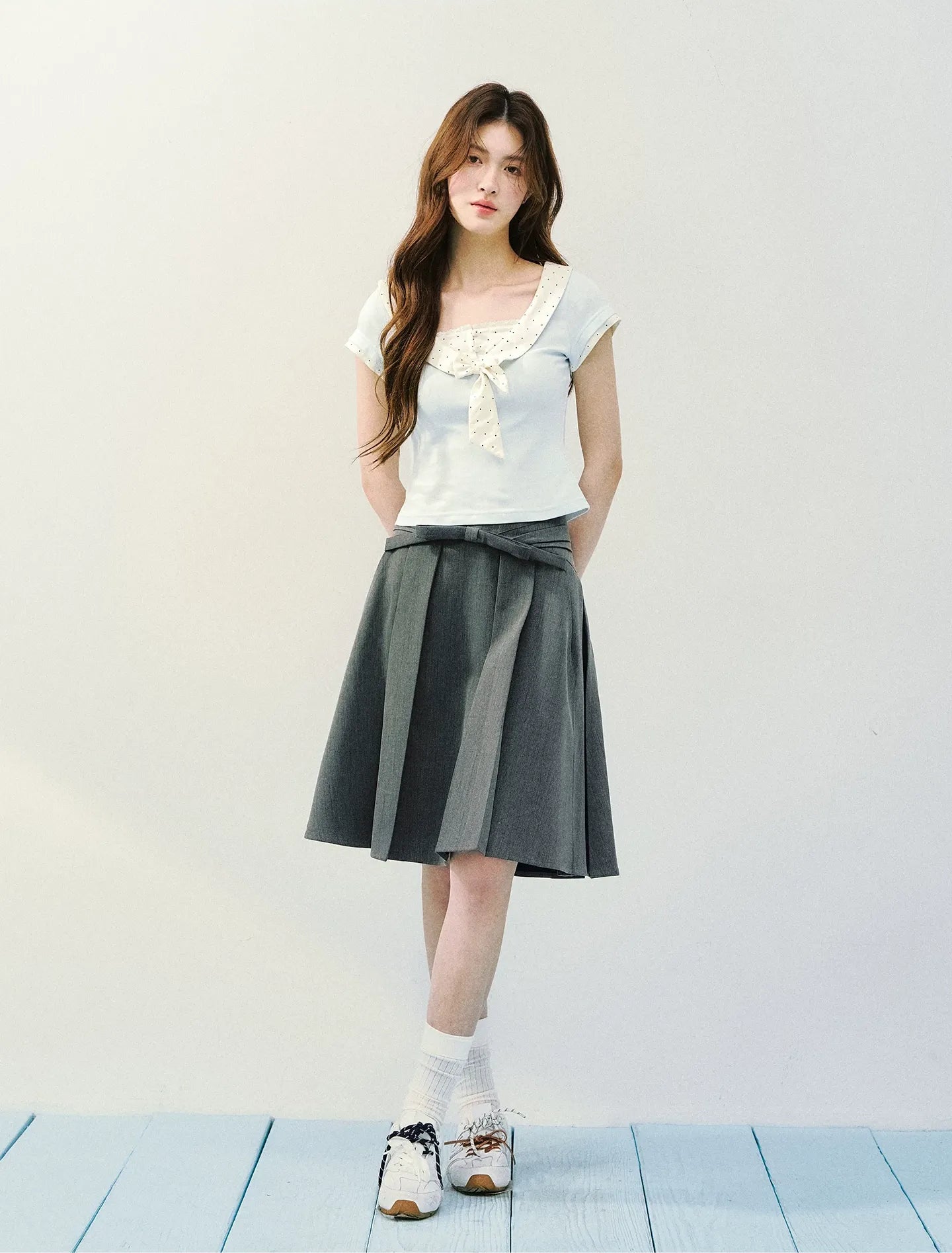 Bow Tie Floral Patchwork Short Sleeve T-Shirt