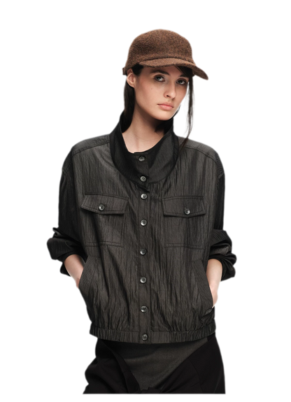 Lightweight High-Collar Cropped Jacket