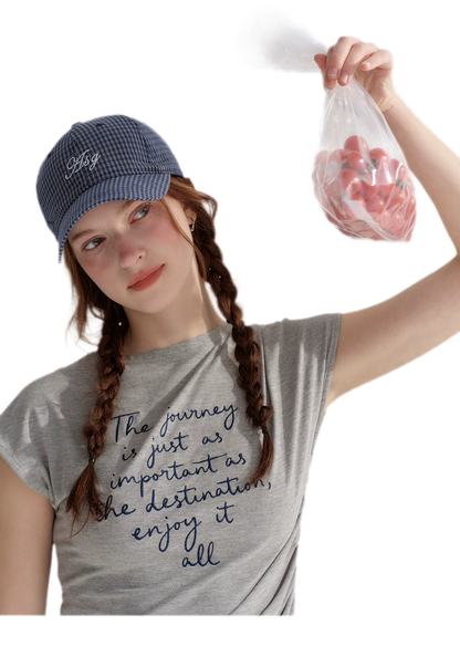 Ruched Embroidered Sleeve T-Shirt