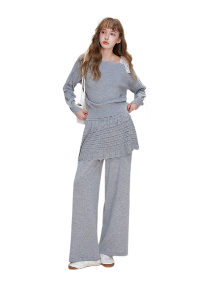 Wool Blend Asymmetric Knit Set