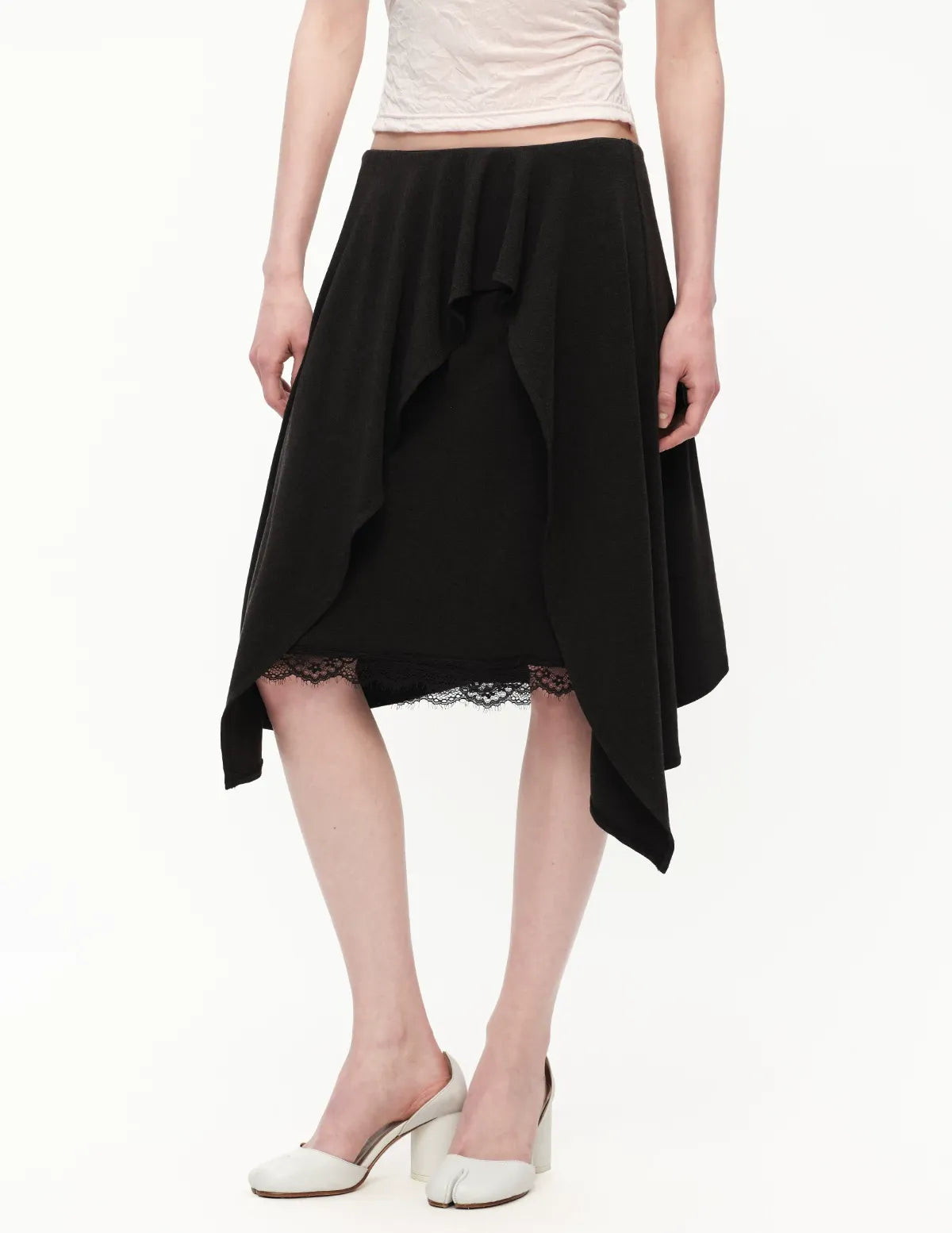Lyocell Asymmetric Lace Skirt