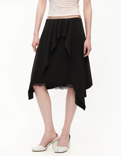 Lyocell Asymmetric Lace Skirt