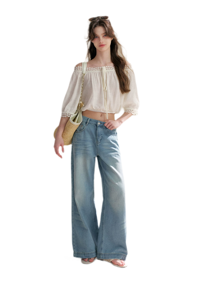 Asymmetrical Lace Off-Shoulder Top &amp; Skirt Set