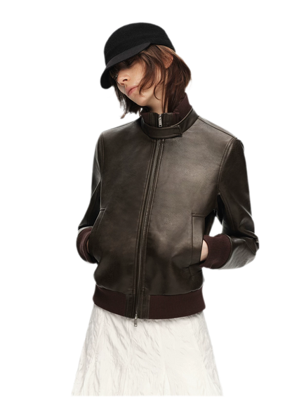 Matte Cropped Biker Jacket