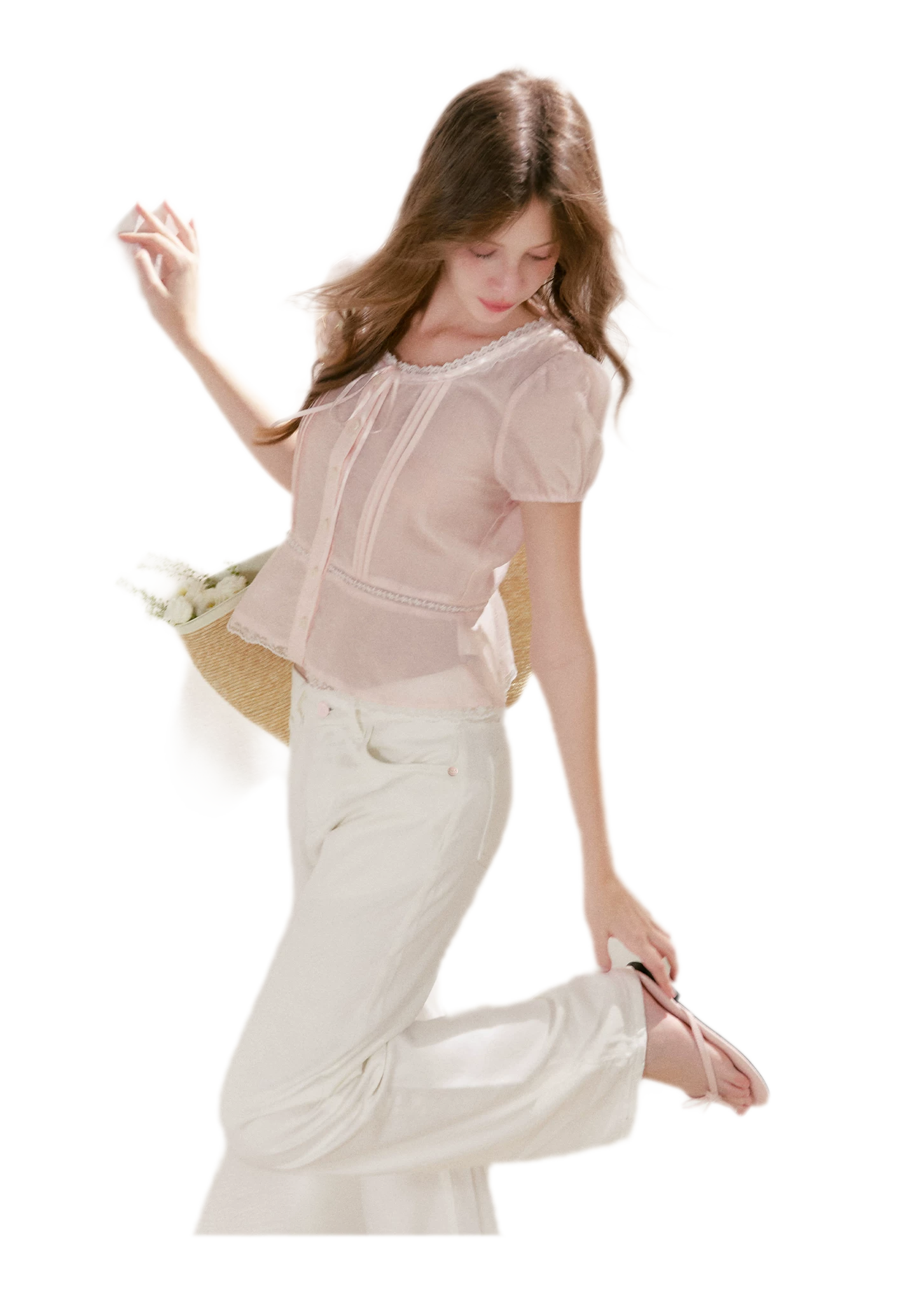Pleated Lace Trim Shirt