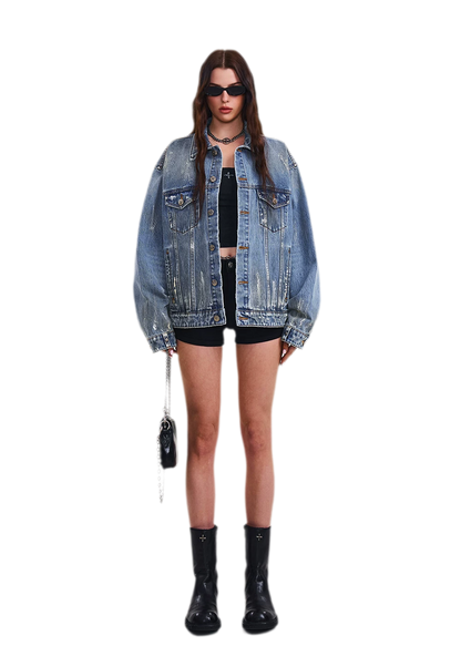 Cross Statue Denim Jacket
