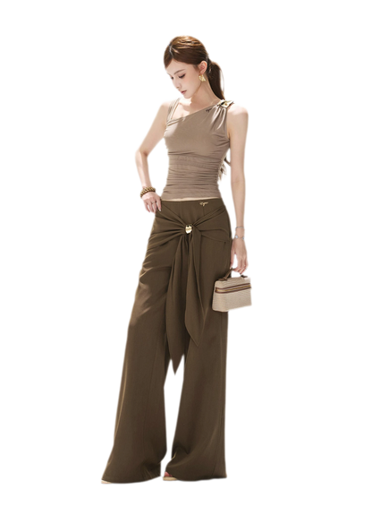 Asymmetric Ruched Mesh Top