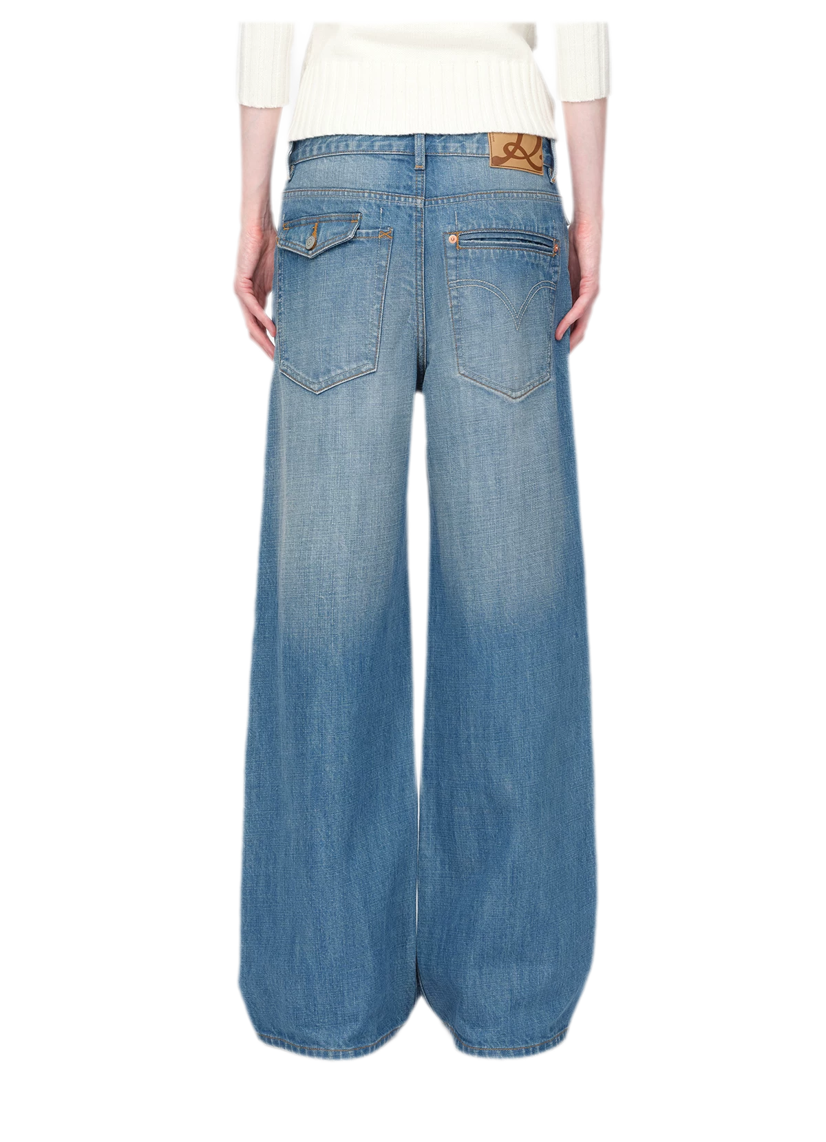 Washed Whisker Wide-Leg Jeans