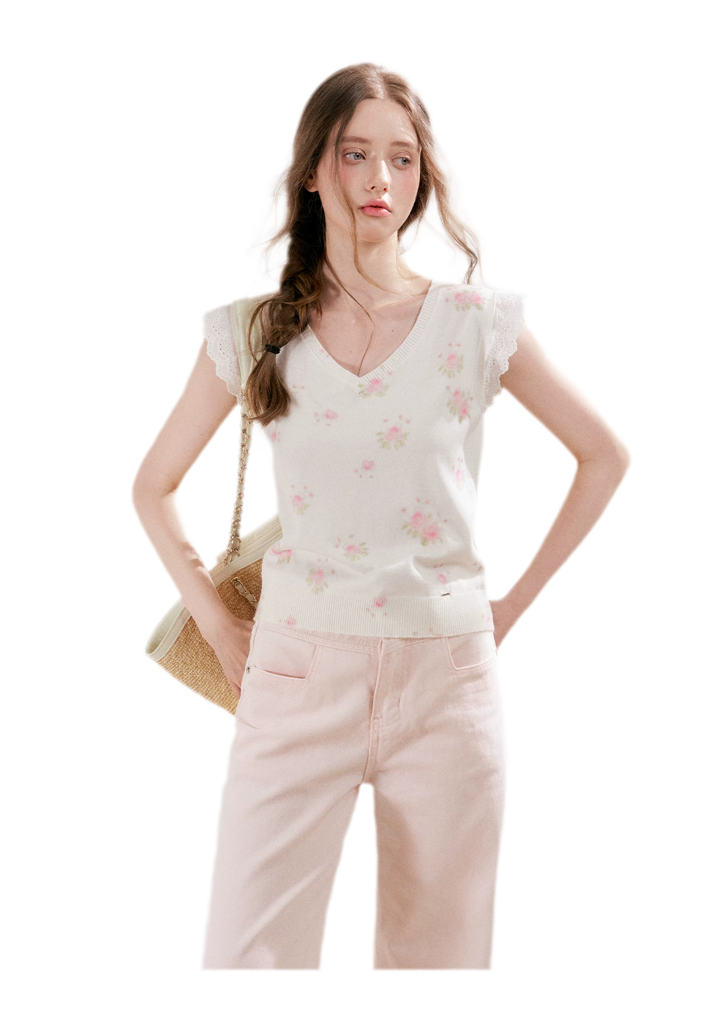 Rose Lace Knit Tee