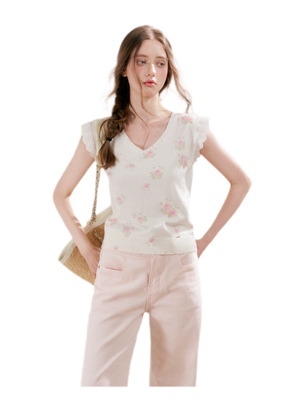 Rose Lace Knit Tee