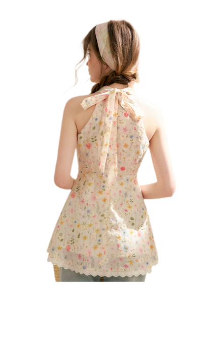 Dreamy Garden Embroidered Halter Top