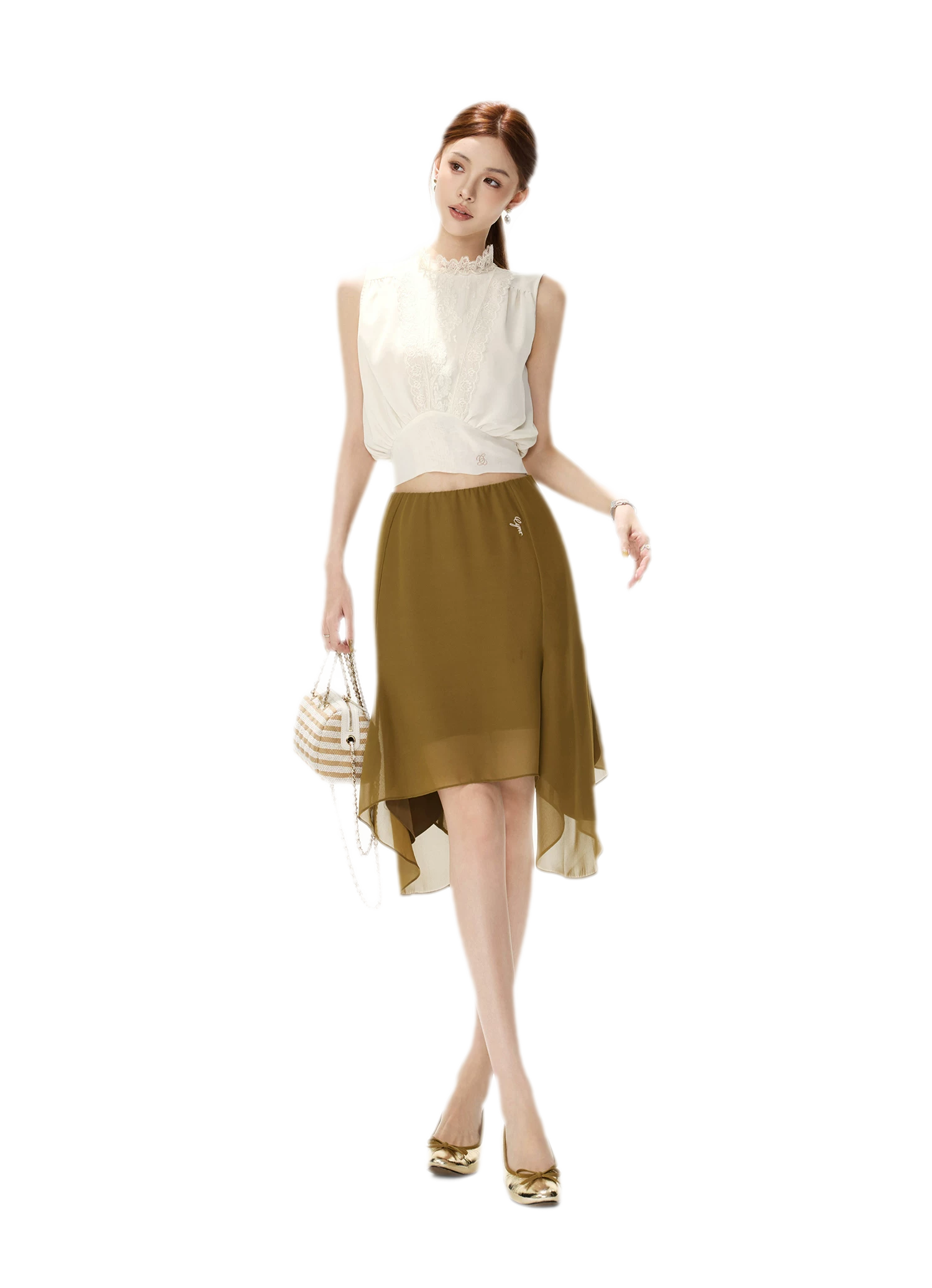 Layered Chiffon A-Line Skirt