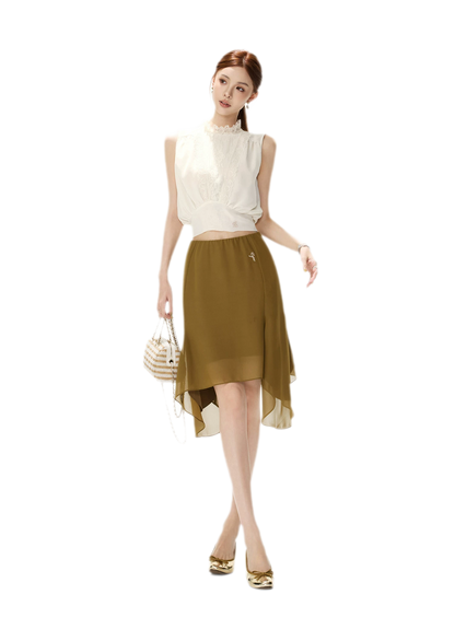 Layered Chiffon A-Line Skirt