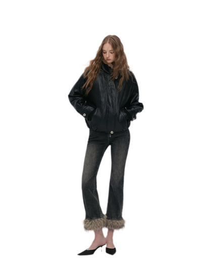 Metallic Leopard Collar Jacket