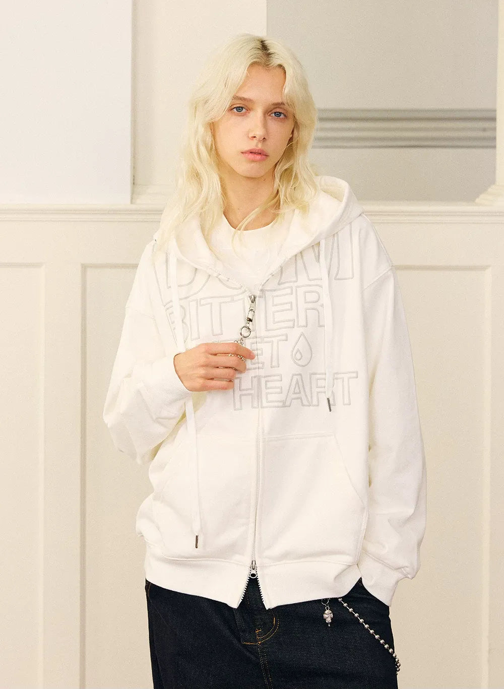 Raised Logo Zip Hoodie