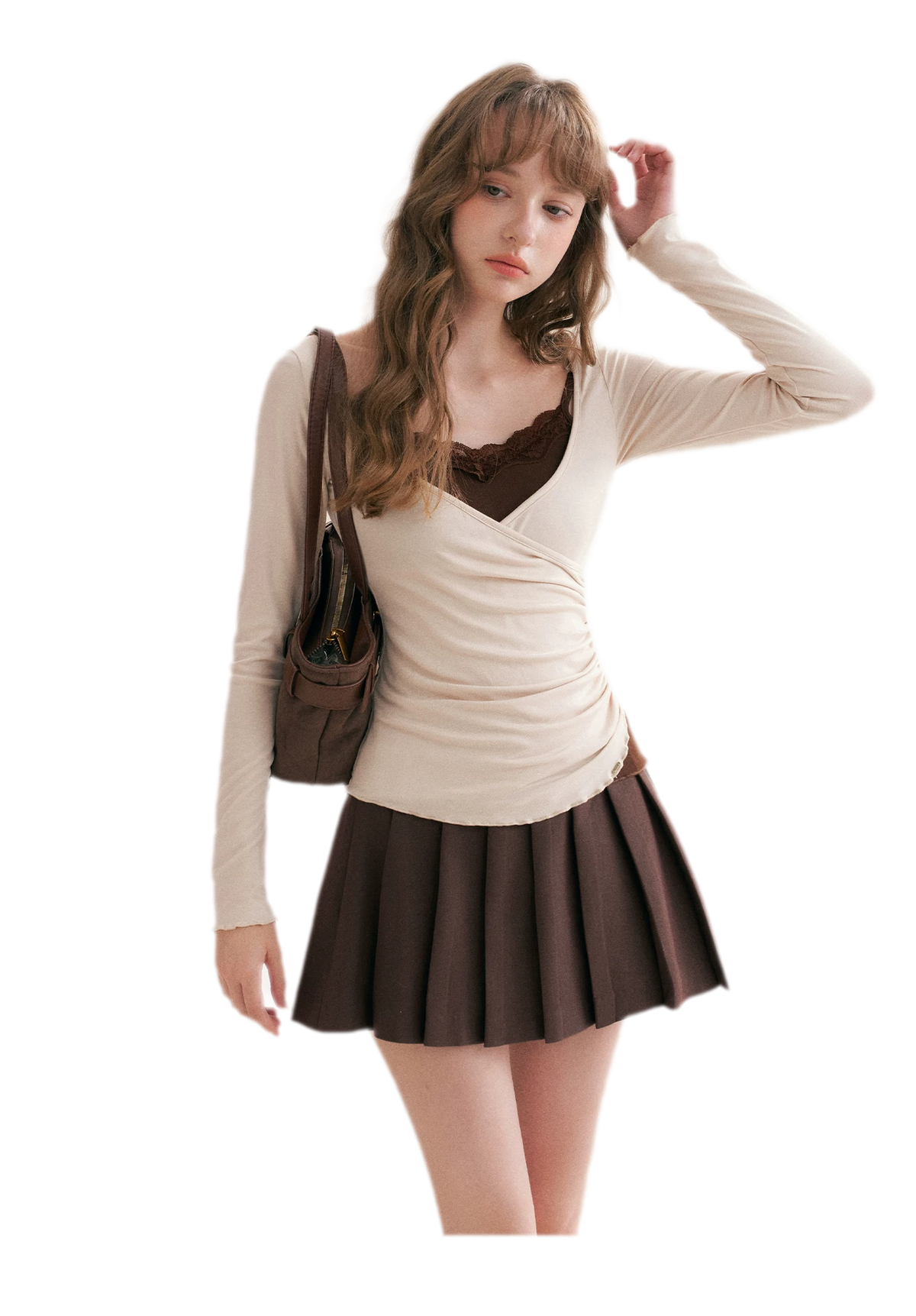 Lace Crossover Slim T-Shirt