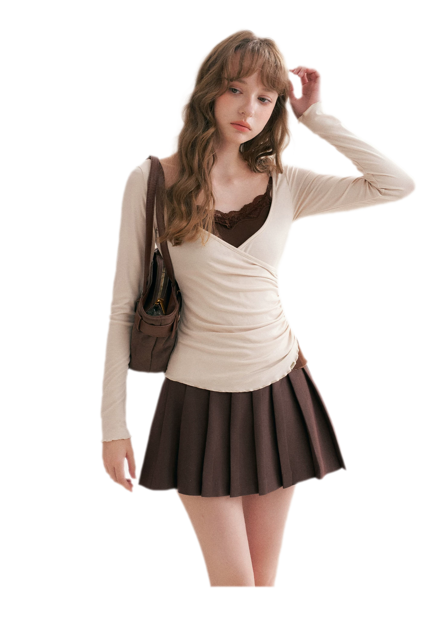 Lace Crossover Slim T-Shirt