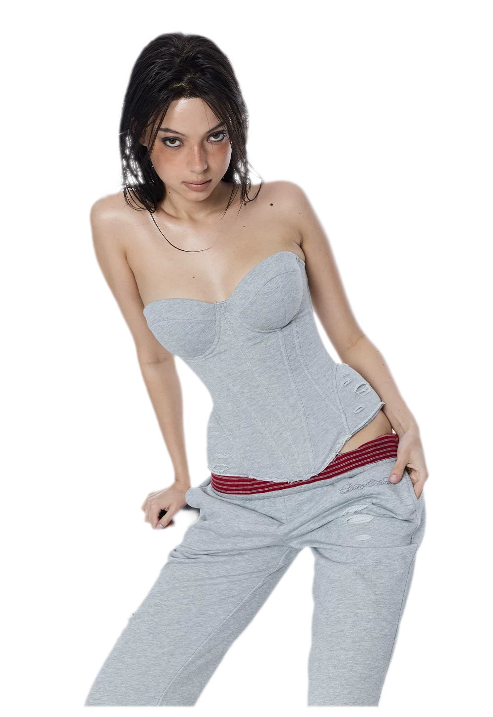 Washed Cotton Corset Bustier