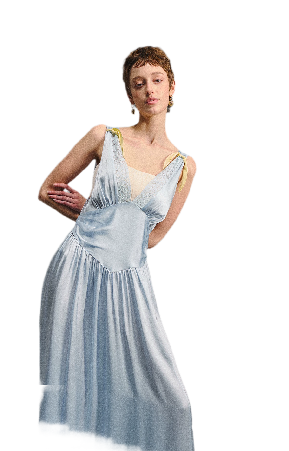 Lace Tie Satin Dress