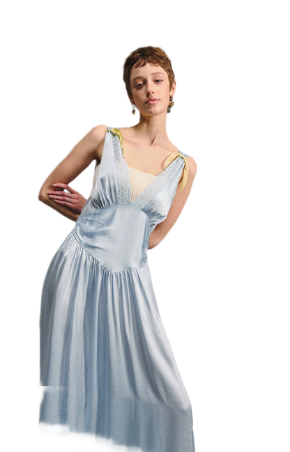 Lace Tie Satin Dress