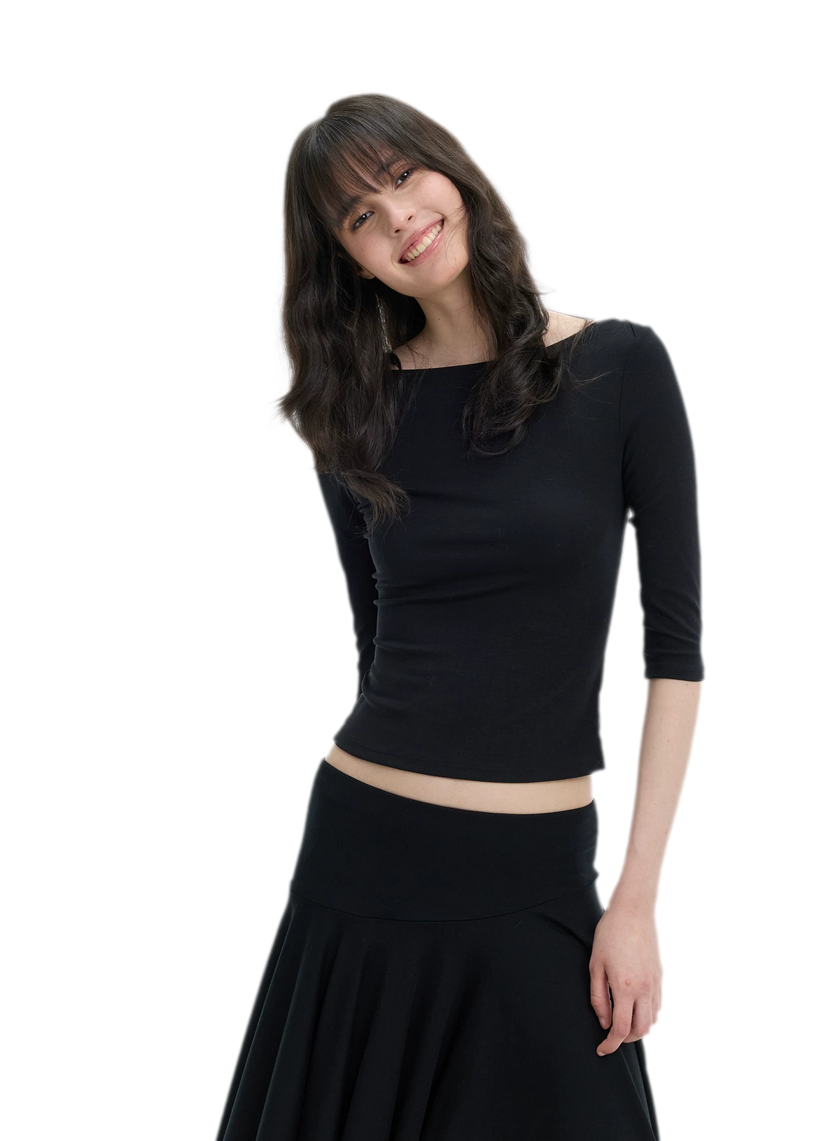 Lyocell Boat Neck Knit Top
