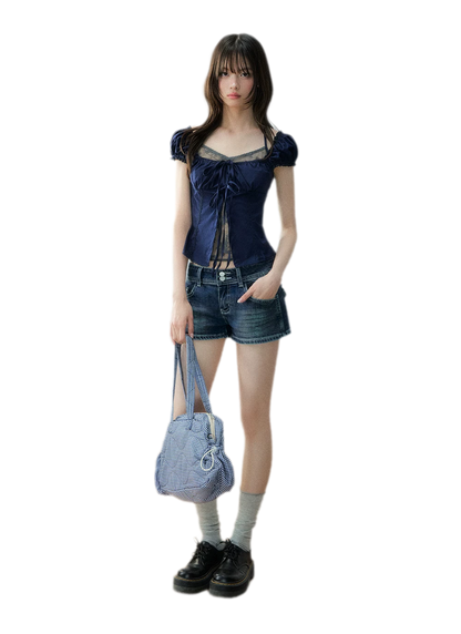 French Lace Puff Blouse