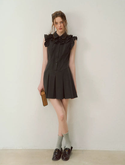 Pintuck Ruffle Dress