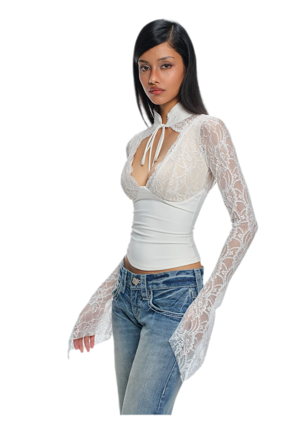 Washed Low-Rise Flared Jeans