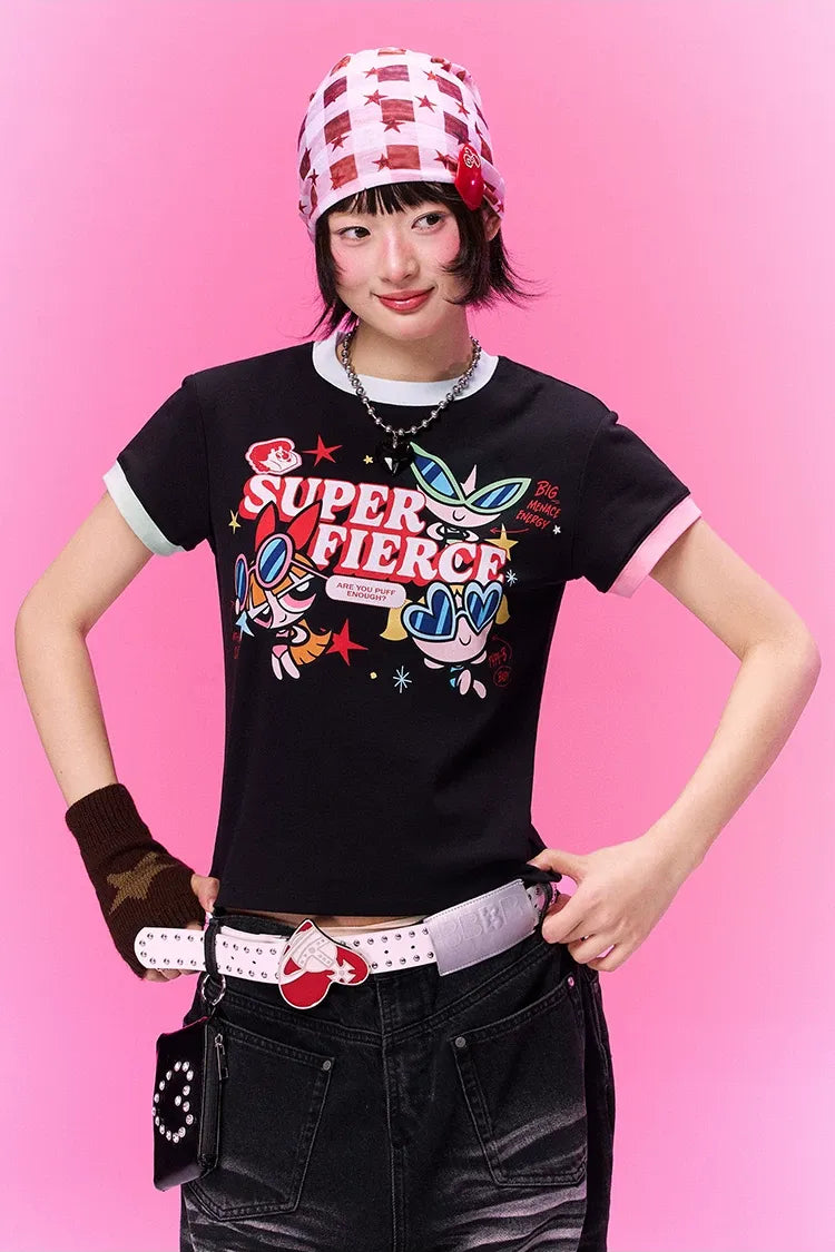 Contrast Print Fitted T-Shirt