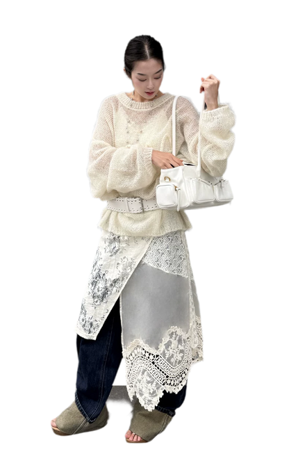 Mohair Openwork Logo Sweater