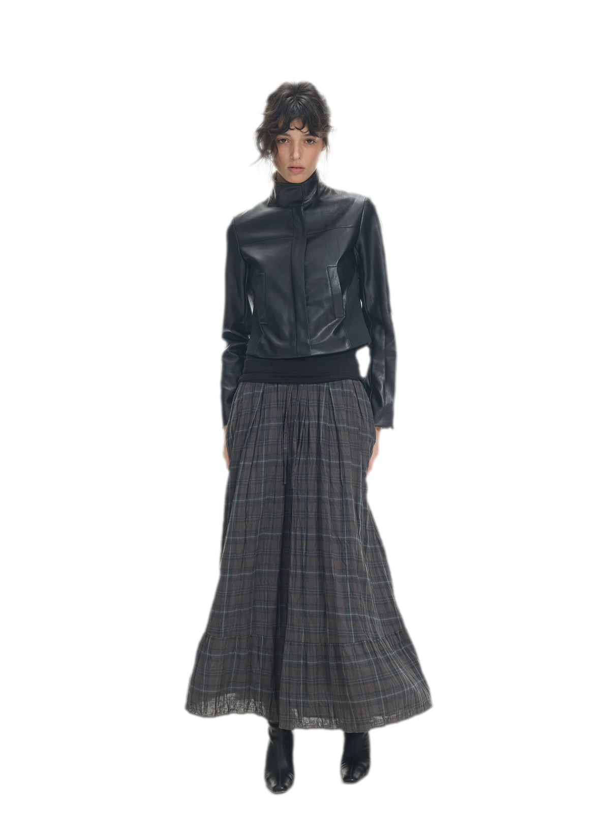Faux Leather Slim Short Jacket