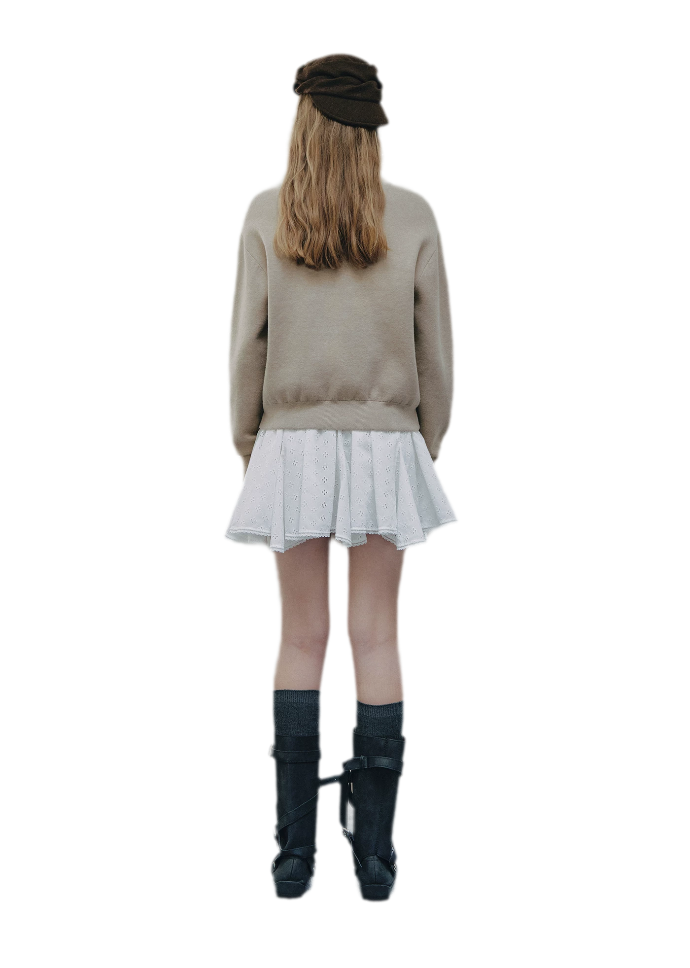 Jacquard Cropped Crewneck Sweater