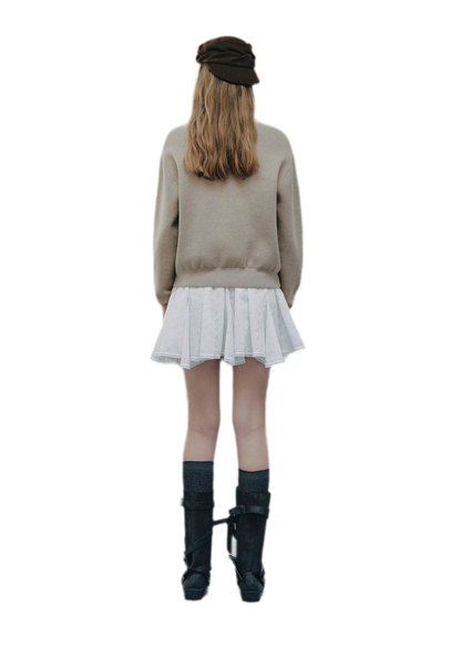 Jacquard Cropped Crewneck Sweater