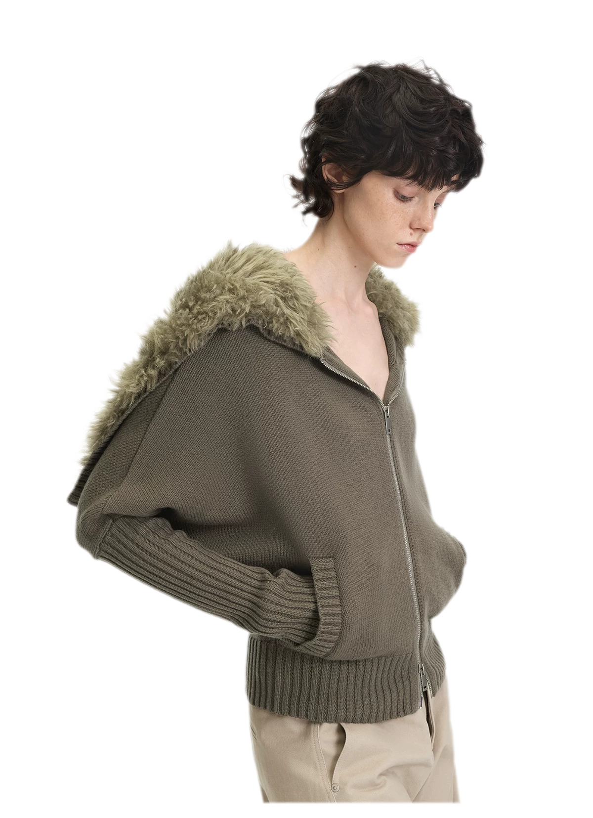 Textured Batwing Hooded Cardigan