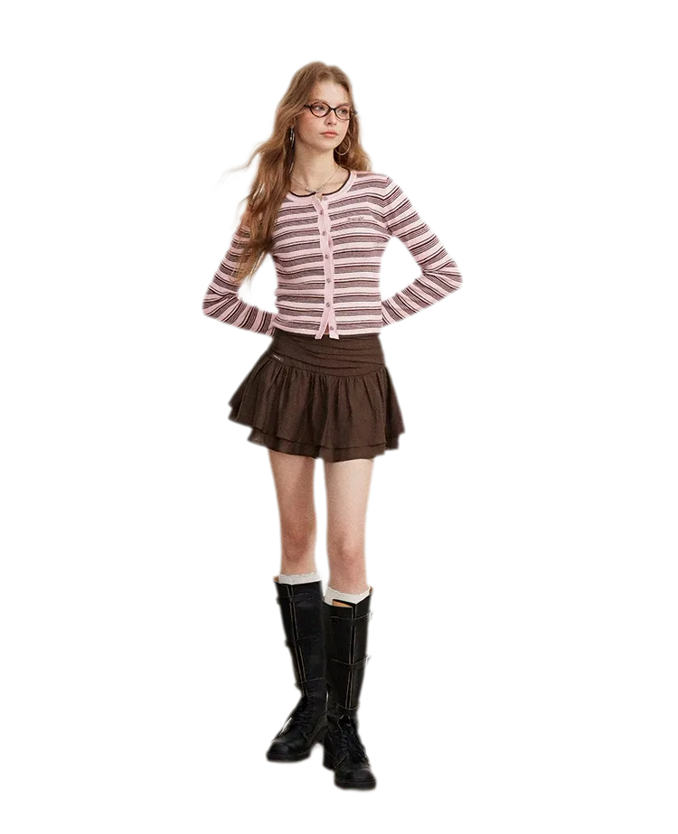 Pleated Ruffle A-Line Skirt