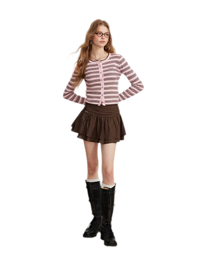 Pleated Ruffle A-Line Skirt