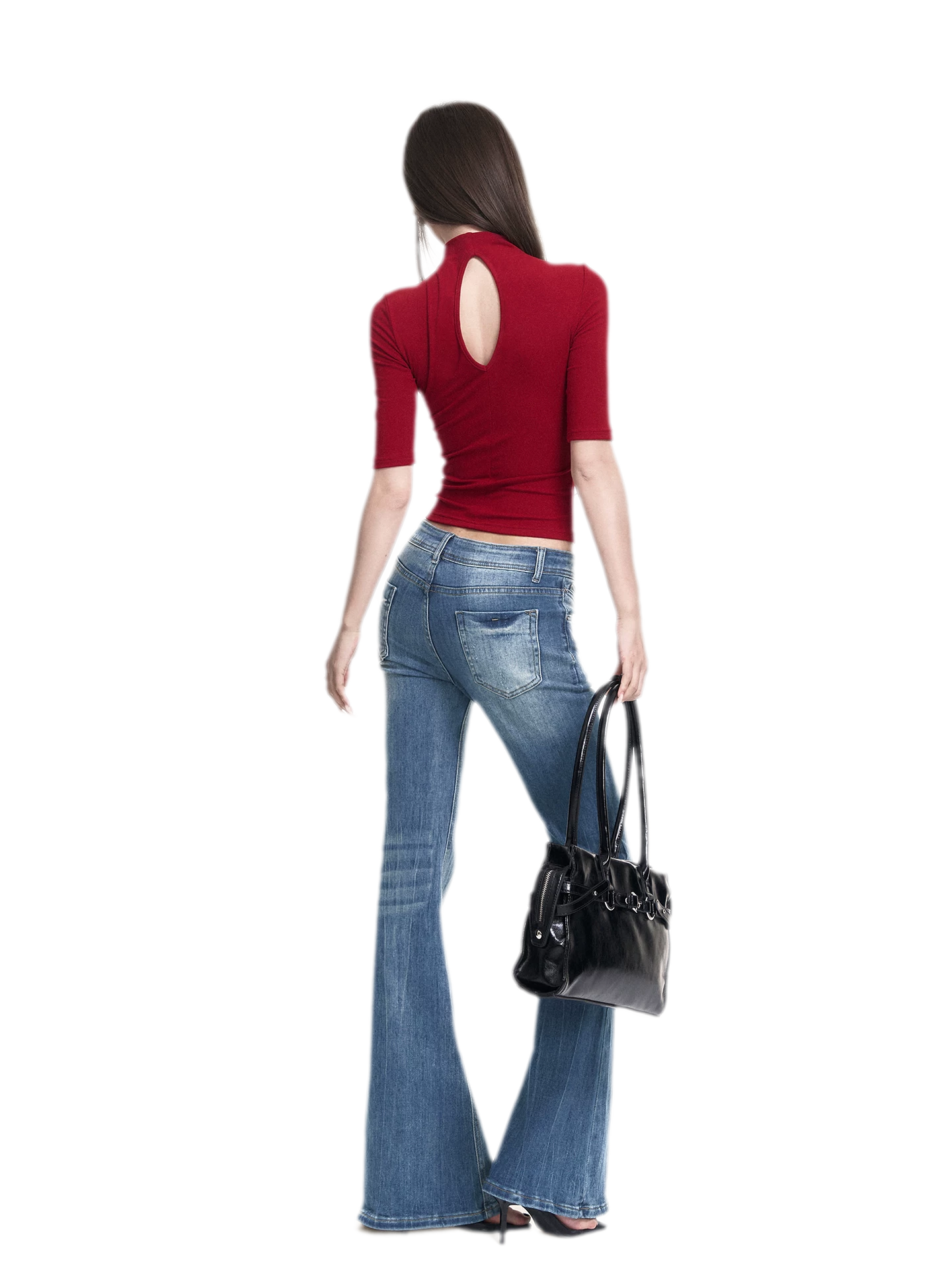 Red Mock Neck Tee