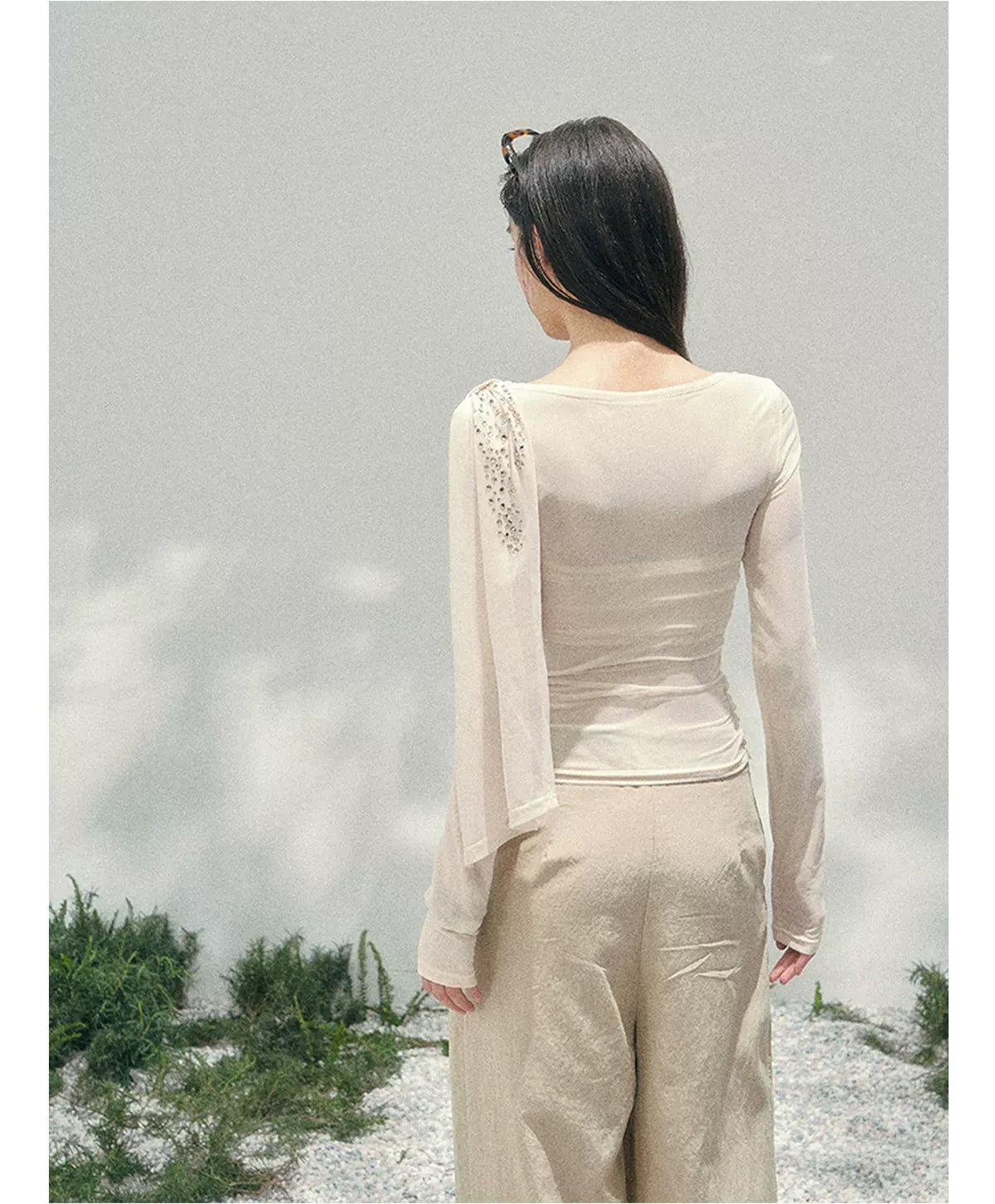 Mesh Drape Rhinestone Top | Final Sale