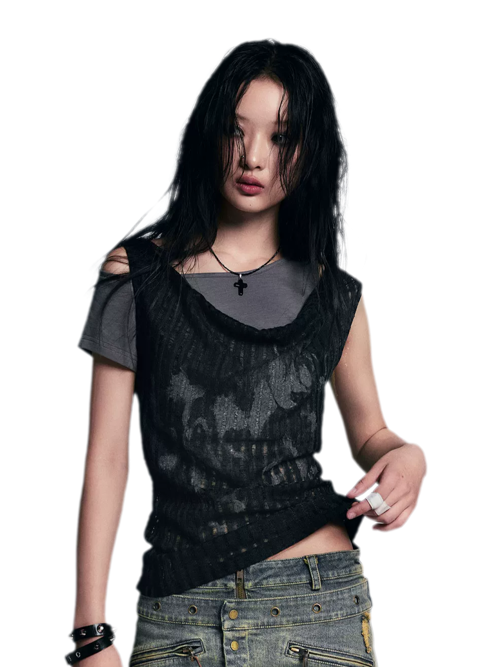 Punk Graffiti Layered T‑Shirt