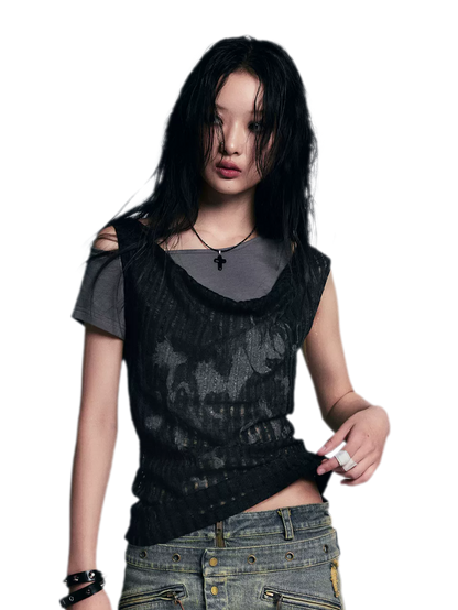 Punk Graffiti Layered T‑Shirt