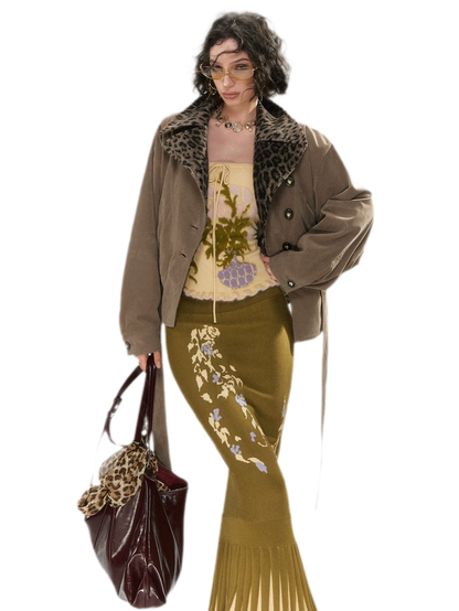 Chaqueta acolchada de ante sintético con cinturón