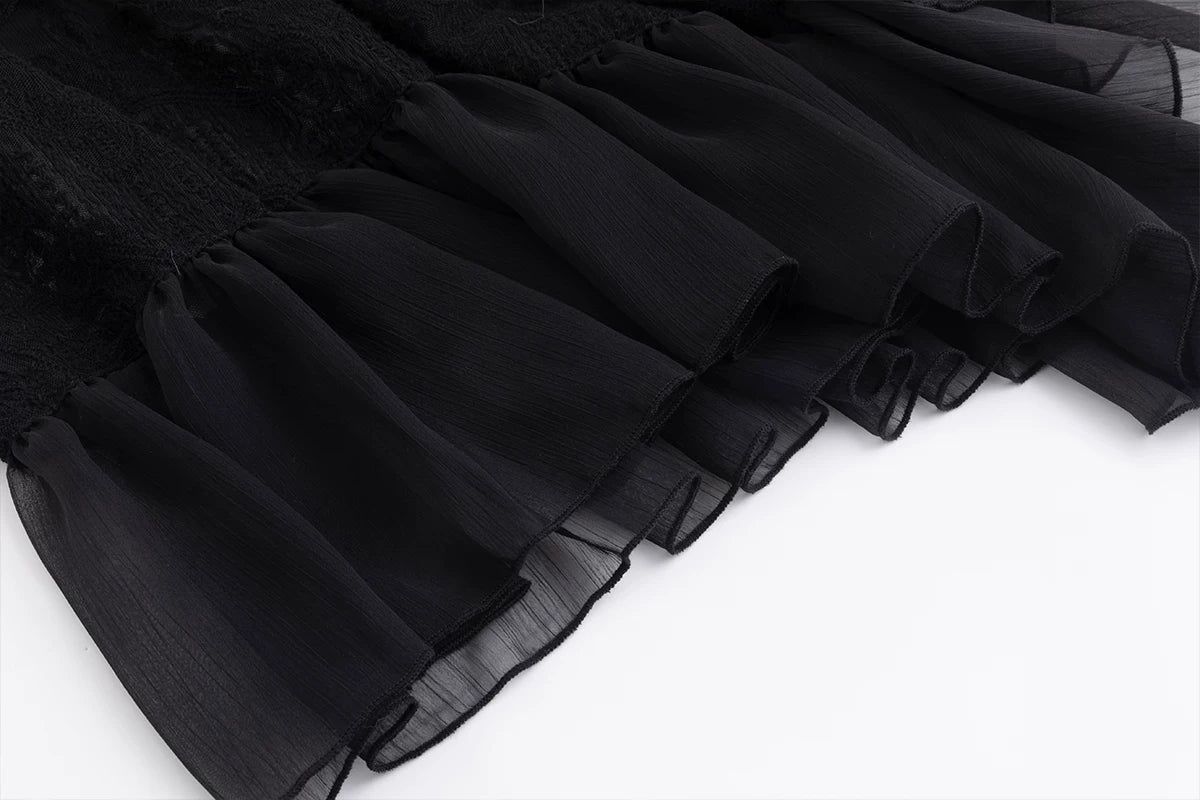 Lace Patchwork Tulle Skirt